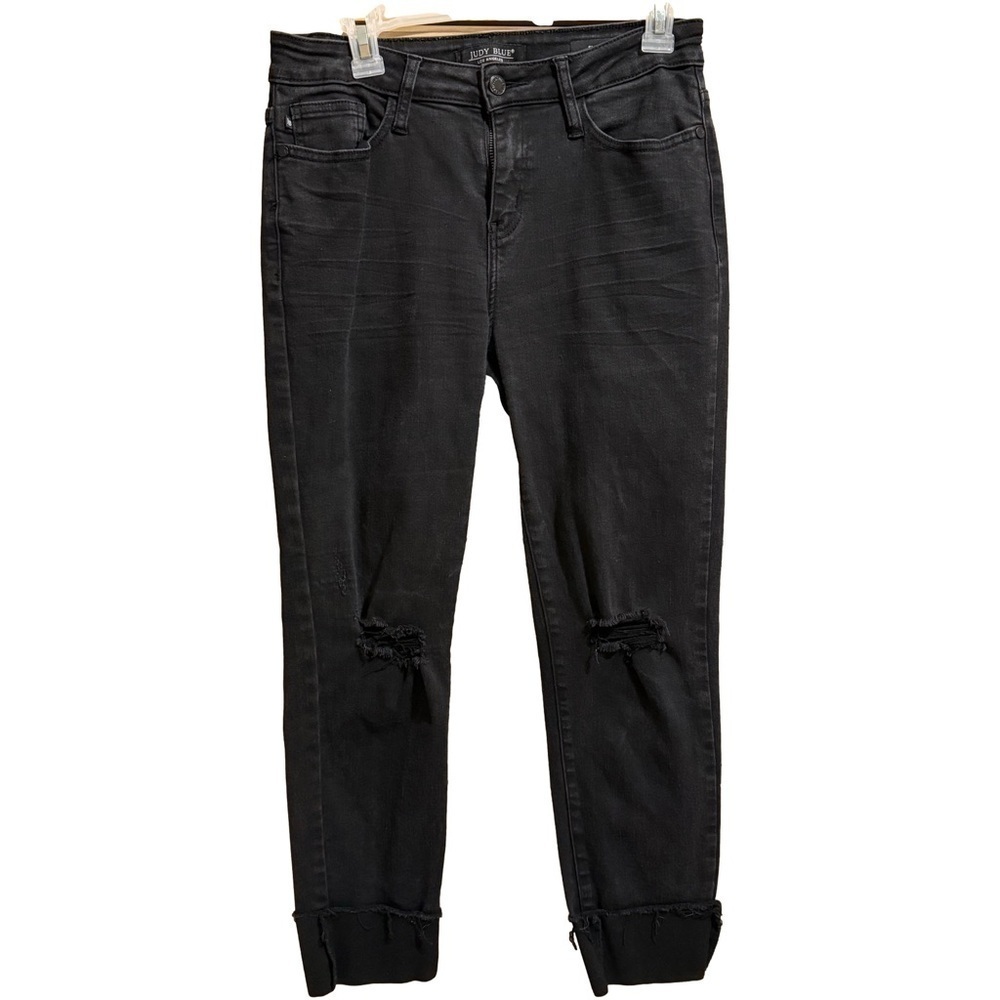 Black Distressed Girlfriend Jeans by Judy Blue size 5